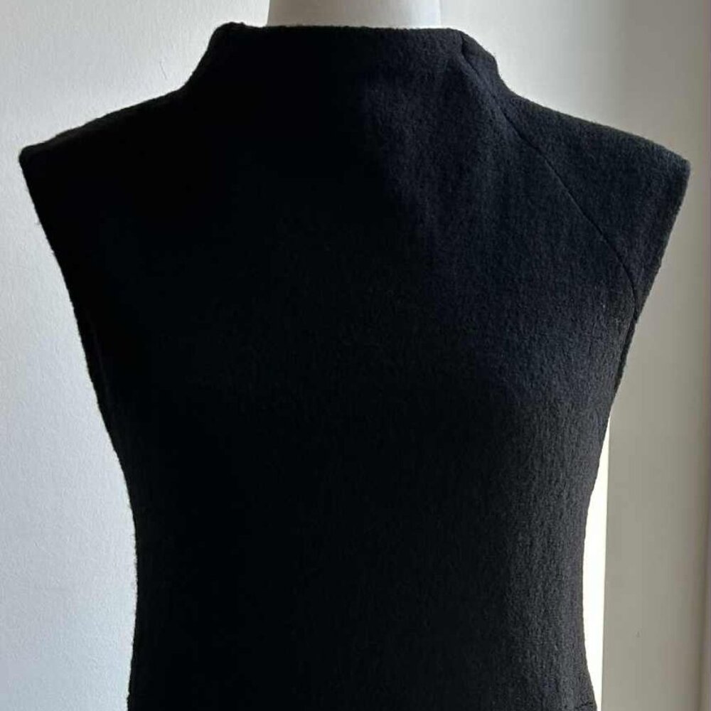 Zara Collection Black Textured Wool Mock-Neck Shift Dress with Pockets – EU L - Picture 3 of 12
